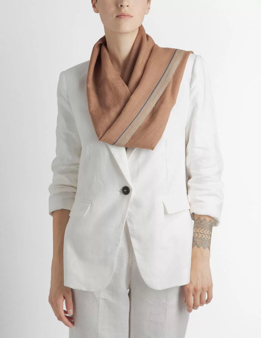 Etole en laine Ladakh et Cachemire, tons marrons, autour du cou