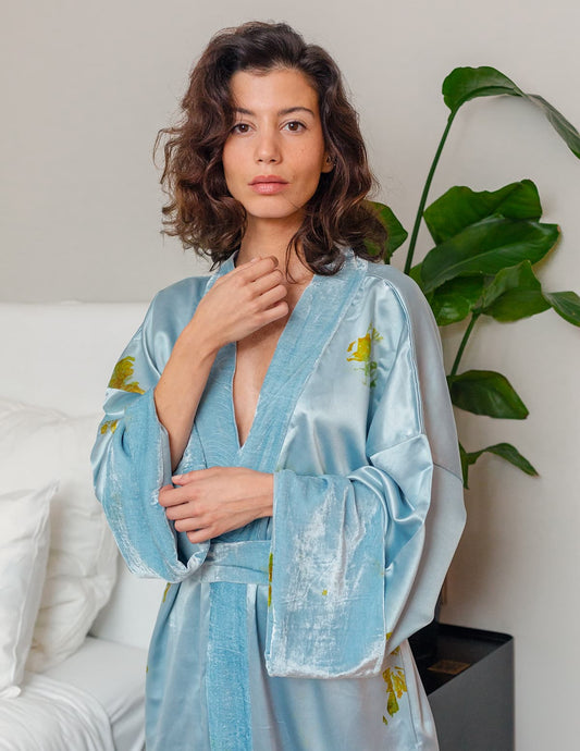 Kimono d'hiver en soie bio et velours - Modèle Jodhpur