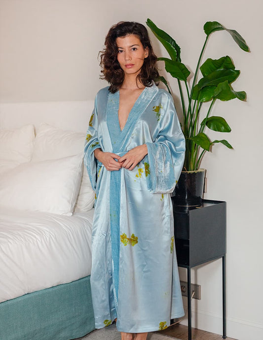 Kimono d'hiver en soie bio et velours - Modèle Jodhpur
