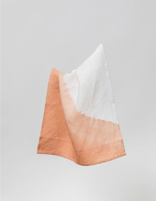 Grande serviette de table en lin bio Abricot - nimboo.fr