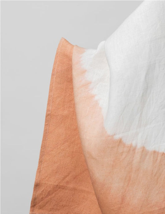 Grande serviette de table en lin bio Abricot - nimboo.fr