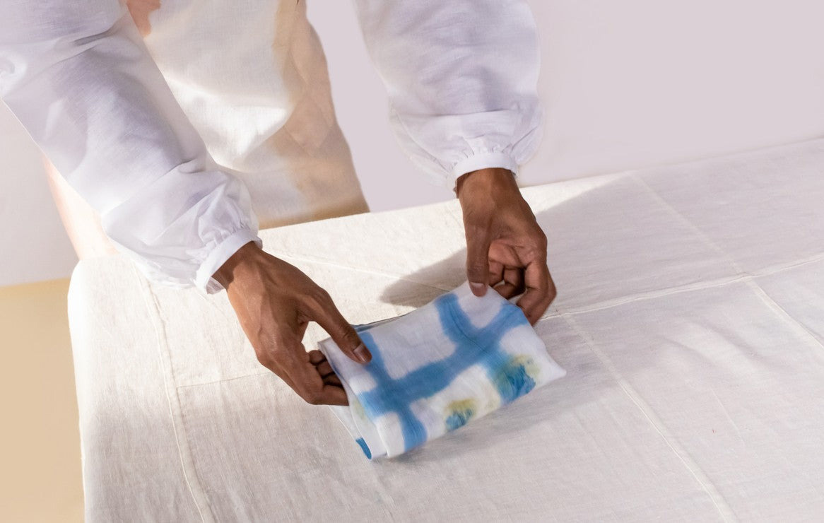 Serviette de table en lin bio peintes à la main - nimboo.fr