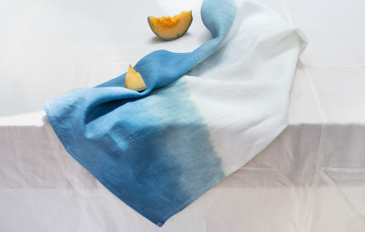 Grande serviette de table en lin bio Ocean - nimboo.fr